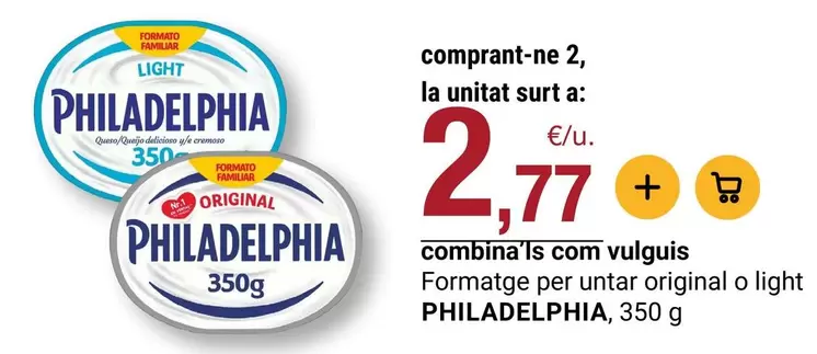 Philadelphia - Formatge Per Untar Original O Light