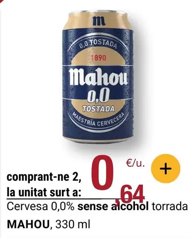 Mahou - Cervesa 0,0% Sense Alcohol Torrada
