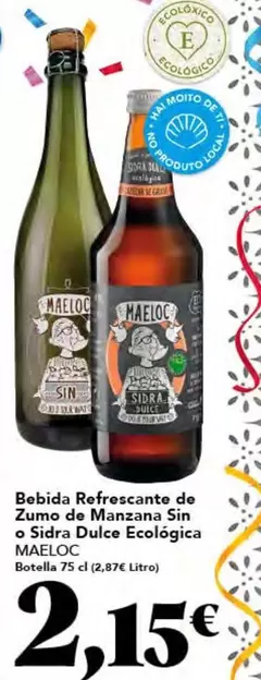 maeloc - Bebida Refrescante De Zumo De Manzana Sin O Slara Dulce Ecologica