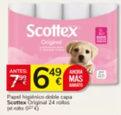 Scottex - Papel Higiénico Doble Capa Original 24 Rollos