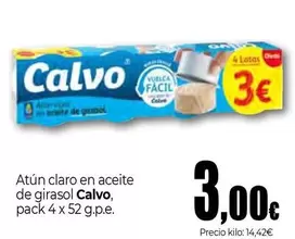 Calvo - Atun Claro En Aceite De Girasol, Pack 4 X 52 G.p.e.