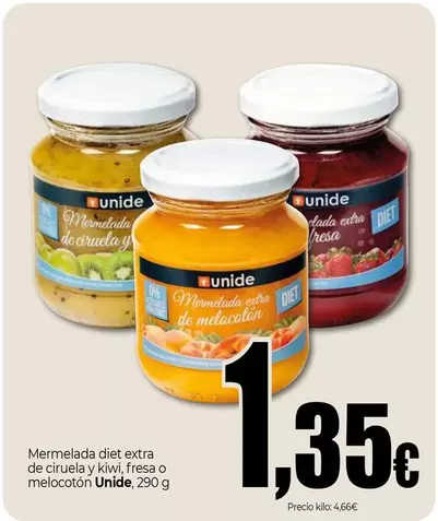 Unide - Mermelada Diet Extra De Ciruela, Fresa O Melocotón