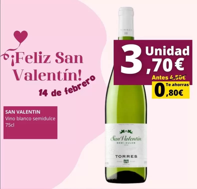 San Valentin - Vino Blanco Semidulce