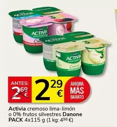 Danone - Activia Cremoso Lima-Limón O 0% Frutos Silvestres