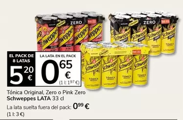 Schweppes - Tónica Original, Zero O Pink Zero