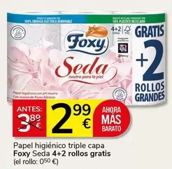 Foxy - Papel Higiénico Triple Capa Seda 4+2 Rollos Gratis