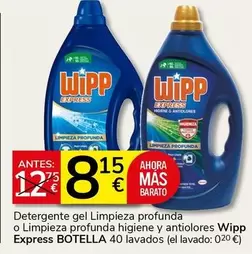 WiPP Express - Detergente Gel Limpieza Profunda O Limpieza Profunda Higiene Y Antiolores Botella