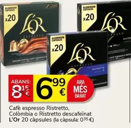 L'Or - Cafe Espresso Ristretto, Colòmbia O Ristretto Descafeinat
