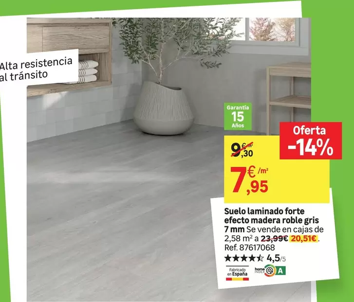 España - Suelo Laminado Forte Efecto Madera Roble Gris