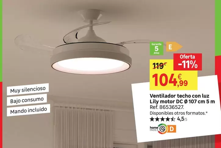 home - Ventilador Techo Con Luz Lily Motor Dc 0 107 Cm 5 M