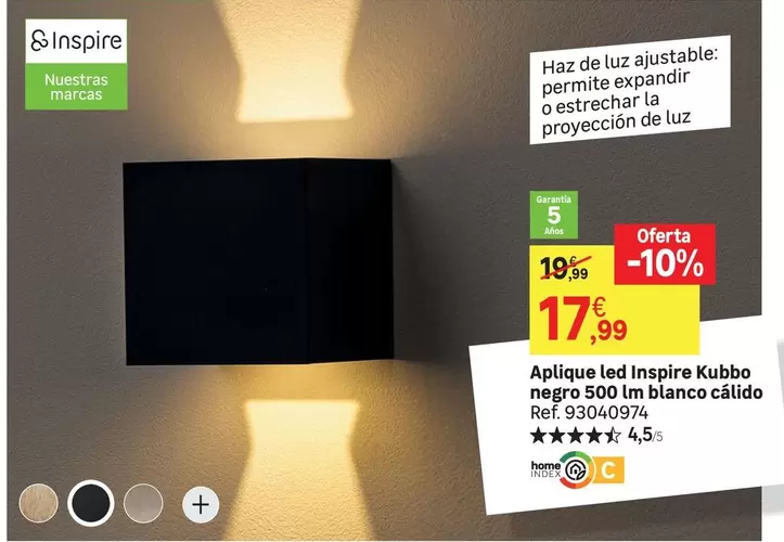 Blanco - Apliques Led Inspire Keyboard Negro 500 Lm  Cálido