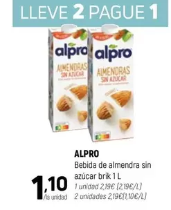 Alpro - Bebida De Almendra Sin Azucar Brik