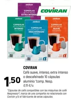 coviran - Cafe Suave, Intenso, Extra Intenso O Descafeinado 10 Capsulas Aluminio
