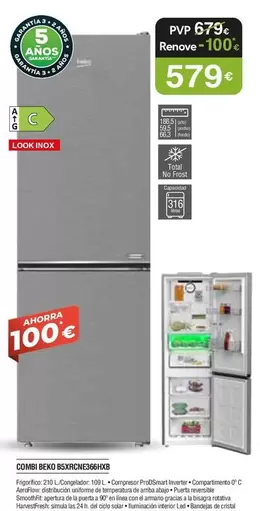 Beko - Combi Bbqdn36nc166xb3