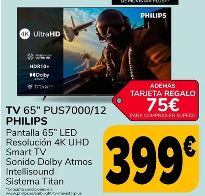 Philips - TV 65" PUS7000/12 Pantalla 65" LED Resolución 4K UHD Smart TV 