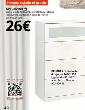 Blanco - Brimines Cómoda De 4 Cajones