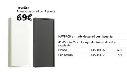 Blanco - Armario De Pared Con 1 Puerta