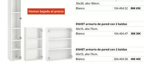 Blanco - Enhet Armario De Pared Con 2 Baidas