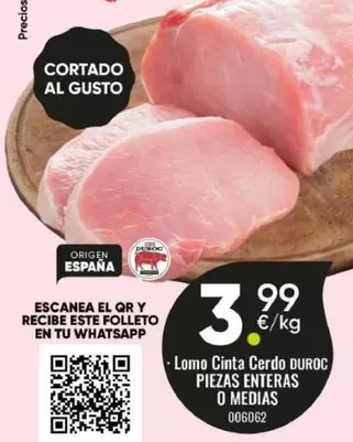 Lomo Cinta Cerdo Duroc Piezas Enteras O Medias