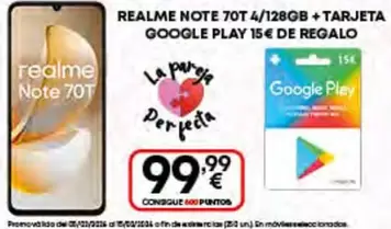 Realme - Note 70t 4/128GB + Tarjeta Google Play 15€ De Regalo
