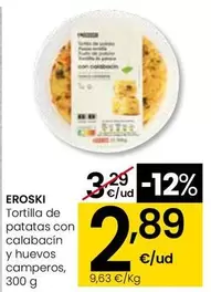Eroski - Tortilla De Patatas Con Calabacín Y Huevos Camperos