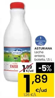 Asturiana - Leche Entera, Botella