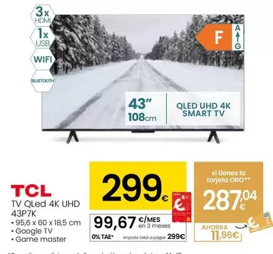 TCL - TV Qled 4k UHD 43P7K