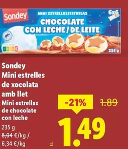 Sondey - Mini Estrellas De Chocolate Con Leche