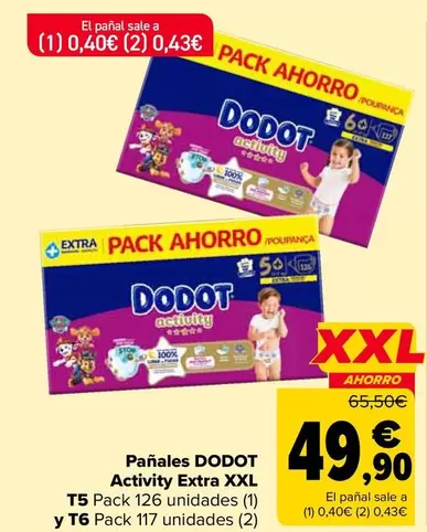 Dodot - Pañales Activity Extra Xxl T5 Pack 126 Unidades (1) Y T6 Pack 117 Unidades (2)