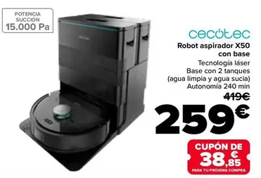 Cecotec - Robot Aspirador X50 Con Base