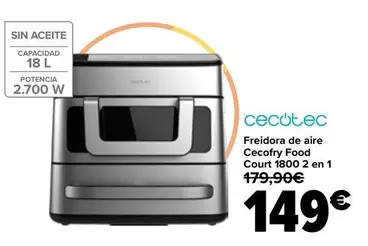 Cecotec - Freidora De Aire Cecofry Food Court 1800 2 En 1