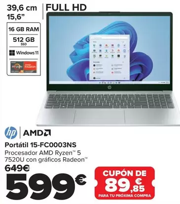 HP - Portátil 15-FC0003NS