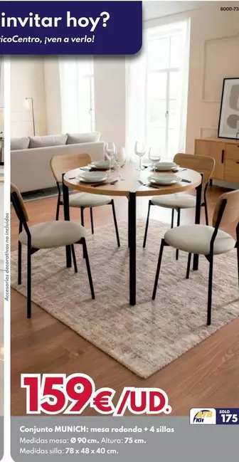 Munich - Conjunto: Mesa Redonda + 4 Sillas