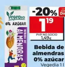 Vegedia - Bebida De Almendras 0% Azúcar 