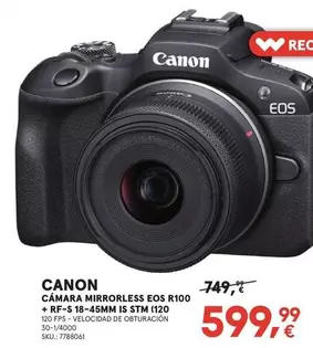 Canon - Cámara Mirrorless EOS R100 + RFS-E9-45mm IS STM (120