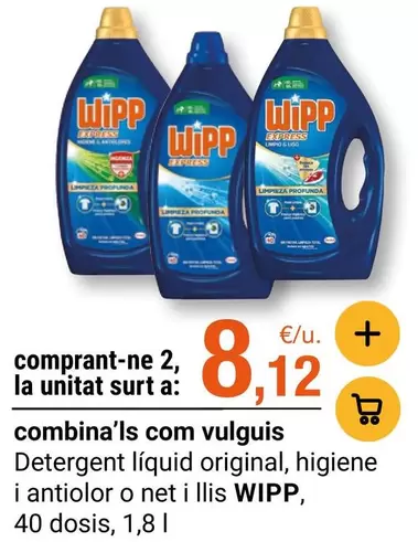 Wipp - Detergent Líquid Original, Higiene I Antiolor O Net I Llis