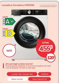Hisense - Lavadora Secadora WD3S9043BW3 