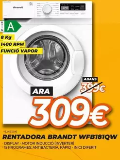 Brandt - Rentadora Wfb1810w
