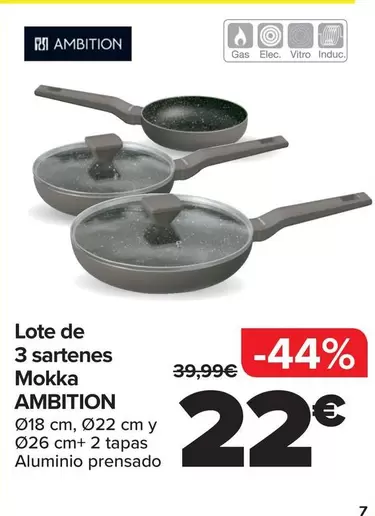 Ambition - Lote De 3 Sartenes Mokka