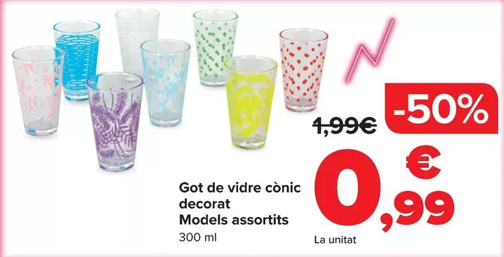 Vaso Vidrio Conico Decorado