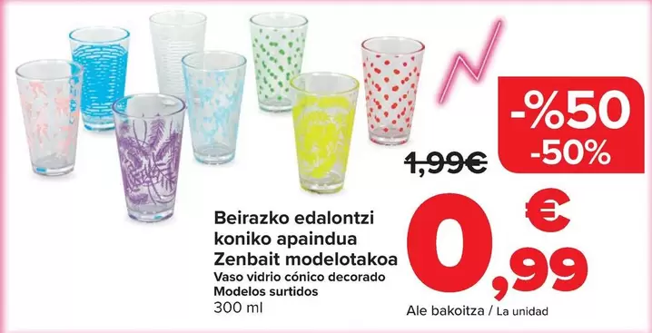 Vaso Vidrio Conico Decorado