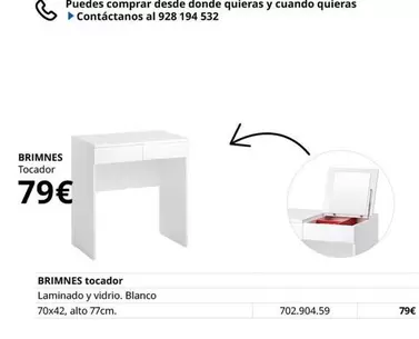 brimmes - Tocador Laminado Y Vidrio. Blanco