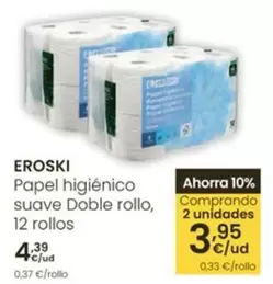 Eroski - Papel Higiénico Suave Doble Rollo