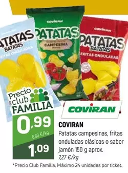 coviran - Patatas Campesinas, Fritas Onduladas Clasicas O Sabor Jamón