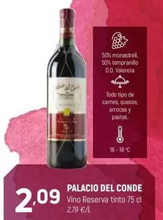 Palacio del Conde - Vino Reserva Tinto