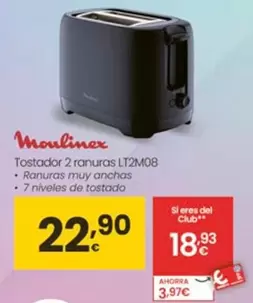 Moulinex - Tostador 2 Ranuras LT2M08