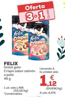 Felix - Snack Gato Crispis Sabor Salmón O Pollo