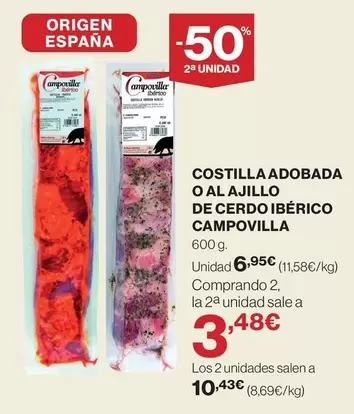 campomayor - Costilla Adobada O Al Ajillo De Cerdo Iberico