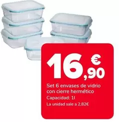 Set 6 Envases De Vidrio Con Cierre Hermético