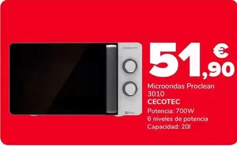 Cecotec - Microondas Proclean 3010